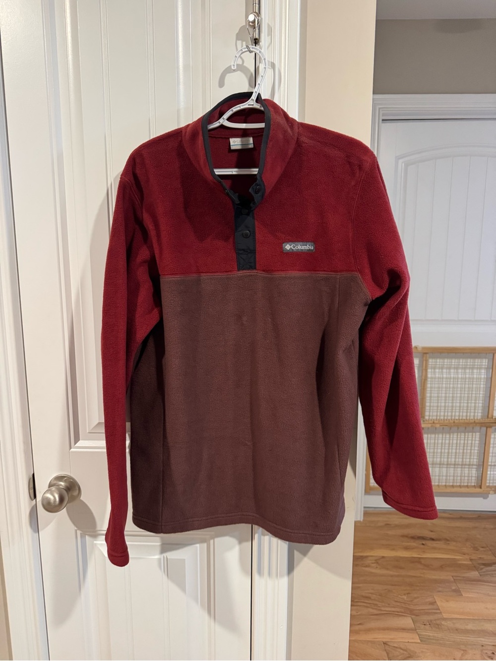 Columbia Men's Two-Tone Maroon & Brown Snap Pullover Fleece